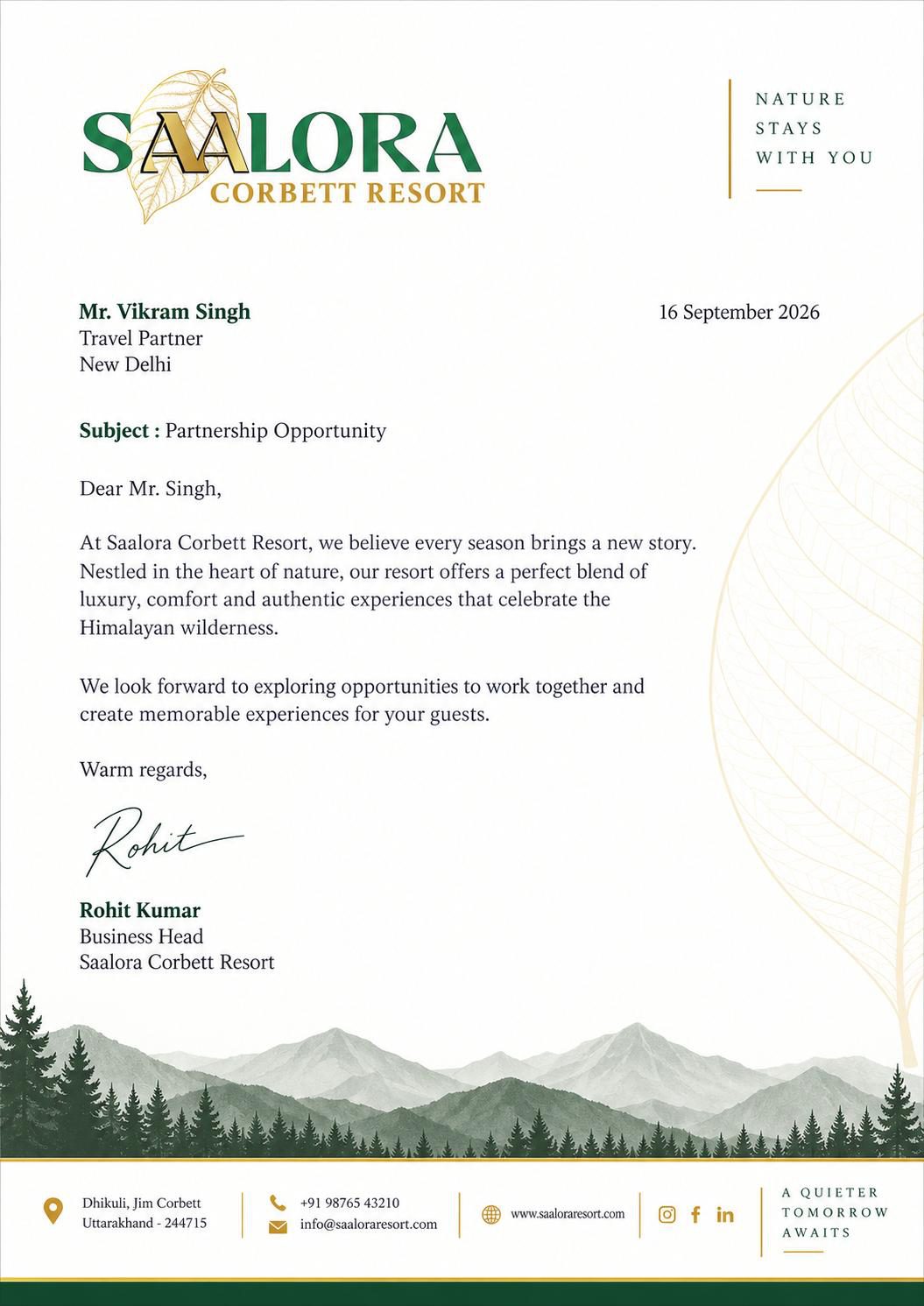 Saalora letterhead